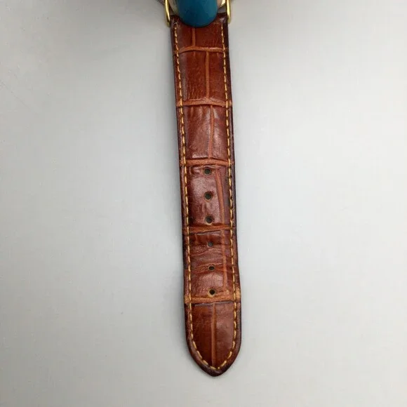 Vtg Rodania Watch Women 32mm Gold Tone Date Brown Leather Band New Battery - Picture 7 of 14